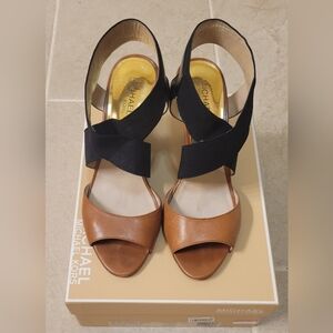 Michael Kors Leather Wedge Sandals